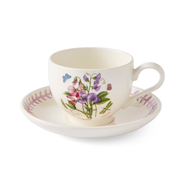 royal worcester Botanic Garden Meadow Breakfast Teacup & Saucer Sweet Pea
