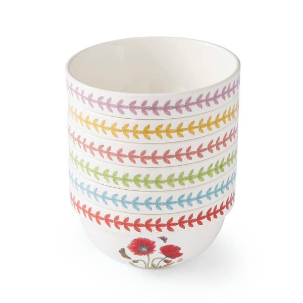 Royal Worcester Botanic Garden Meadow Set Of 6 7" Stacking Bowls Assorted