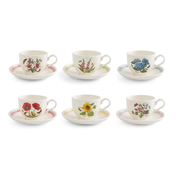 royal worcester Botanic Garden Meadow Set of 6 Teacups & Saucers Assorted