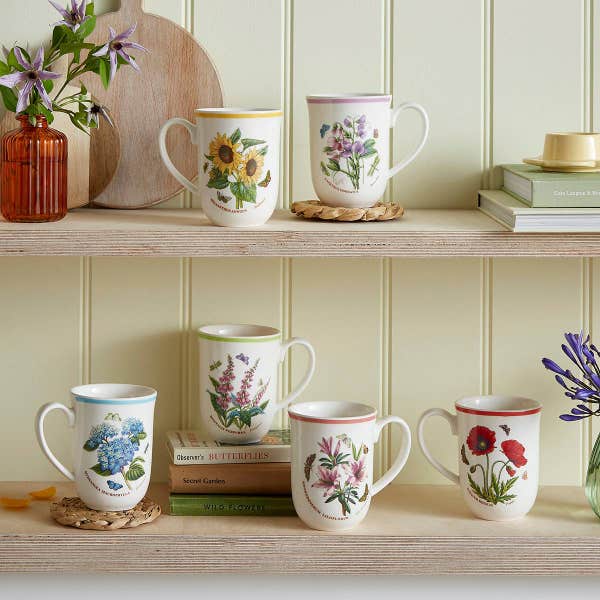 Royal Worcester Botanic Garden Meadow Set Of 6 Tulip Mugs Assorted