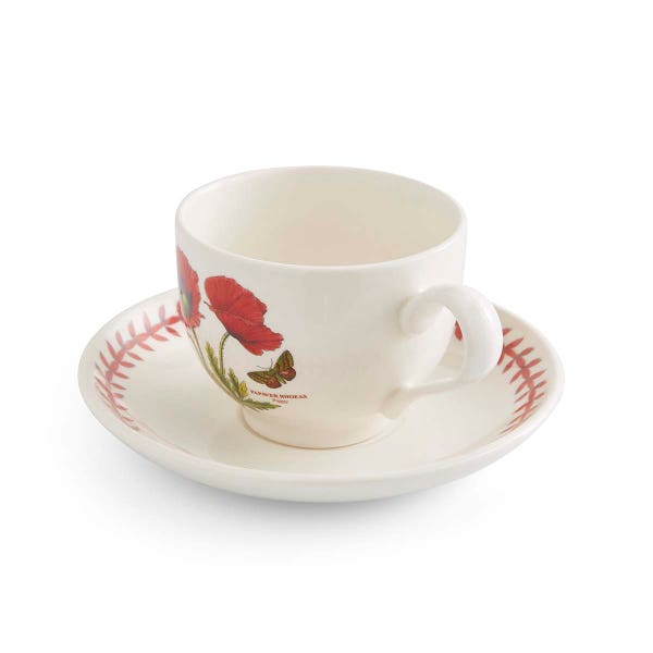 Royal Worcester Botanic Garden Meadow Teacup & Saucer Poppy