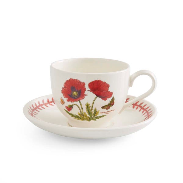 royal worcester Botanic Garden Meadow Teacup & Saucer Poppy