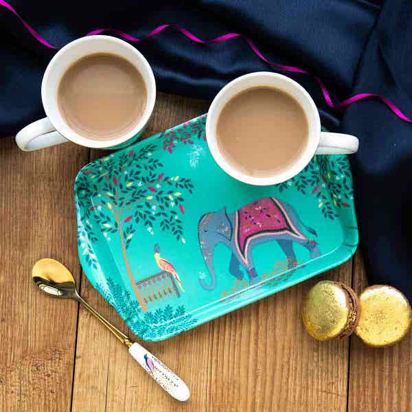 Royal Worcester India Mug & Tray Set Elephant's Oasis