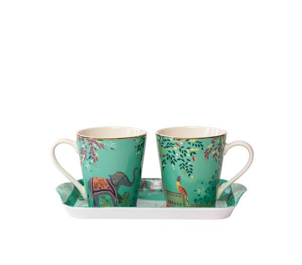 royal worcester India Mug & Tray Set Elephant's Oasis
