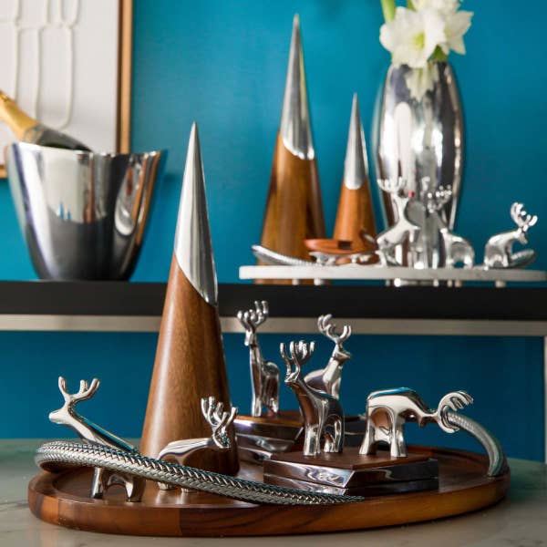 Royal Worcester Nambé Holiday Set Of 3 Miniature Sleigh & Reindeer