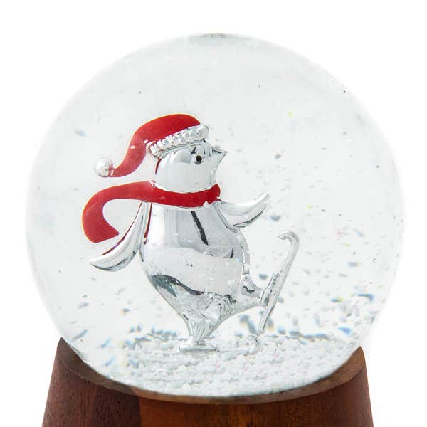 Royal Worcester Nambé Holiday Skating Penguin Snowglobe