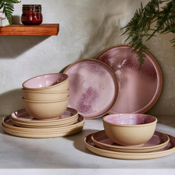 Royal Worcester Minerals 12 Piece Set Rose Quartz
