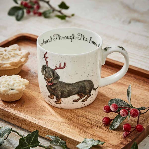 Royal Worcester Royal Worcester Wrendale Designs Dachschund Through The Snow Mug