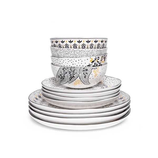 Royal Worcester Sara Miller Artisanne Noir 12 Piece Set