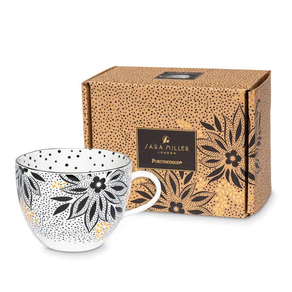 Royal Worcester Sara Miller Artisanne Noir Mug Lotus