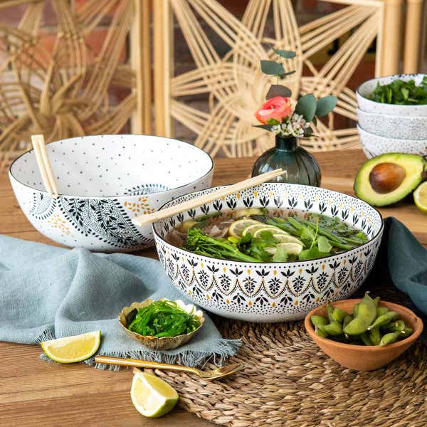 Royal Worcester Sara Miller Artisanne Noir Set Of 2 Large Bowls