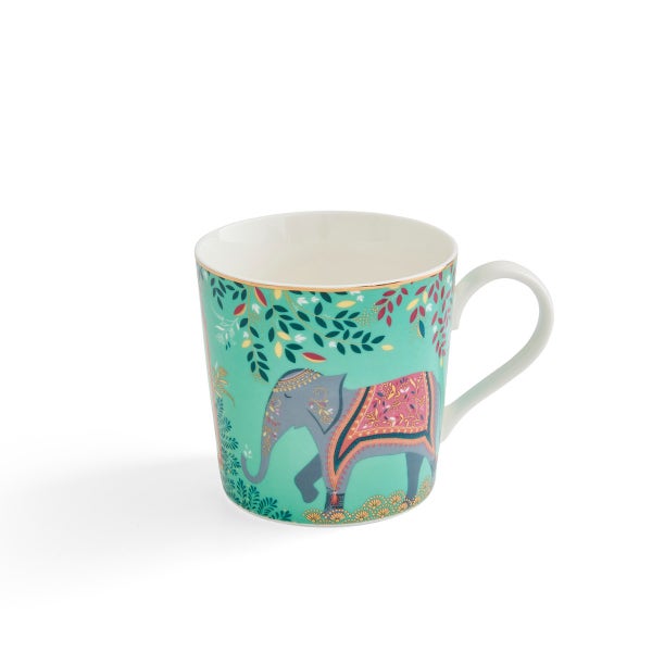 Royal Worcester Sara Miller London India Elephant's Oasis Mug