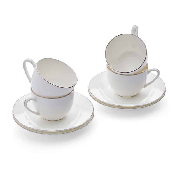 royal worcester Serendipity Platinum Set of 4 Teacup & Saucer