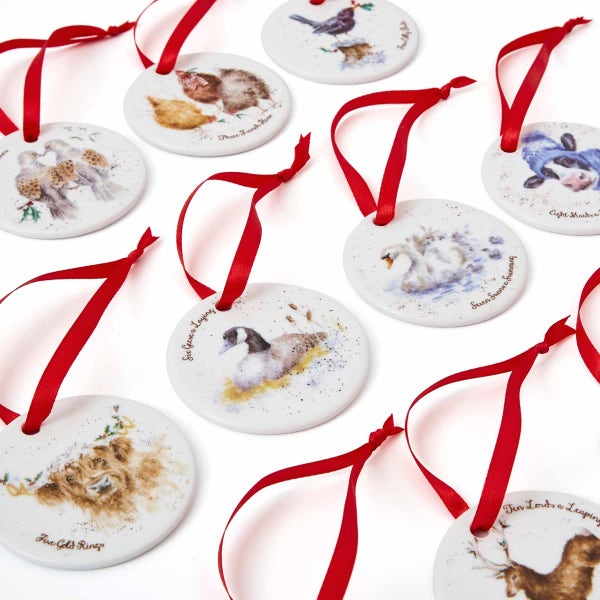 Royal Worcester Wrendale Designs 12 Christmas Decorations