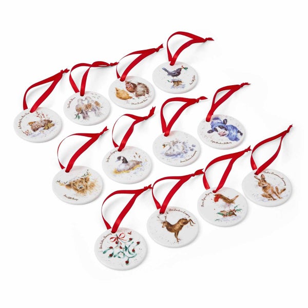 Royal Worcester Wrendale Designs 12 Christmas Decorations