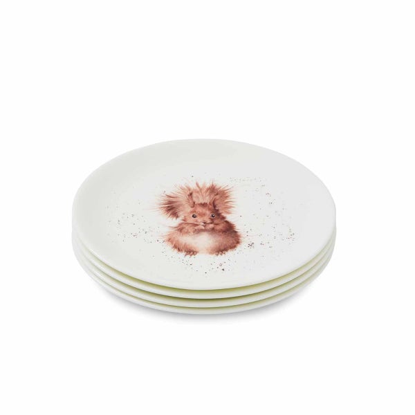 royal worcester Wrendale Designs 4 Squirrel Coupe Plates 20cm