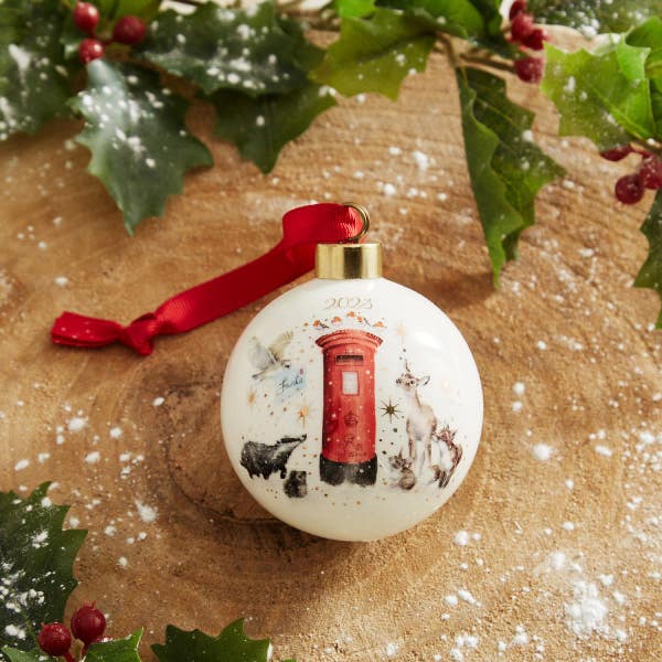 Royal Worcester Wrendale Designs Annual Xmas Post Bauble