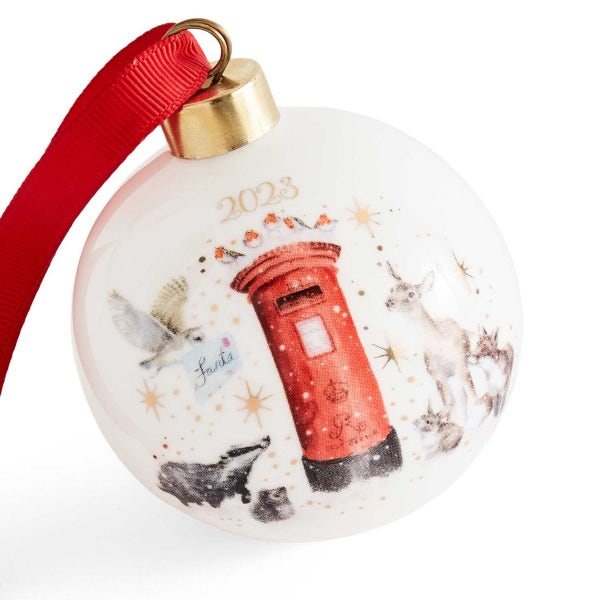 Royal Worcester Wrendale Designs Annual Xmas Post Bauble
