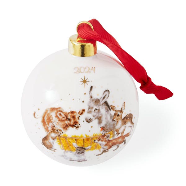 Royal Worcester Wrendale Designs Away In A Manger Bauble