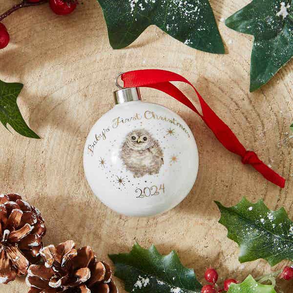 Royal Worcester Wrendale Designs Baby's 1st Christmas Bauble