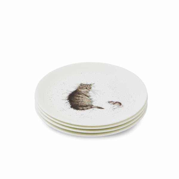 royal worcester Wrendale Designs Cat & Mouse 4 Coupe Plates
