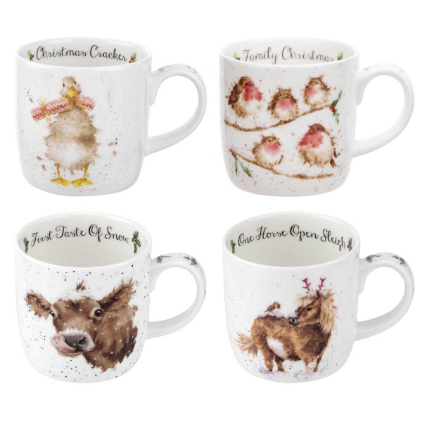 royal worcester Wrendale Designs Chistmas Gift Set of 4 Mugs