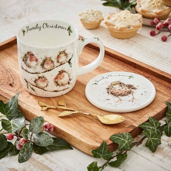 Royal Worcester Wrendale Designs Christmas Bird Mug & Coaster