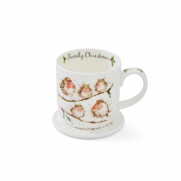 Royal Worcester Wrendale Designs Christmas Bird Mug & Coaster