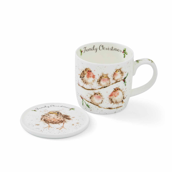 royal worcester Wrendale Designs Christmas Bird Mug & Coaster