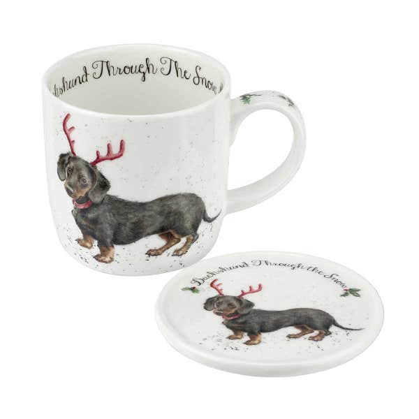 royal worcester Wrendale Designs Dachshund Mug & Coaster Set