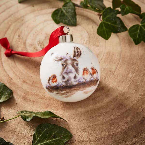 Royal Worcester Wrendale Designs Donkey Christmas Bauble