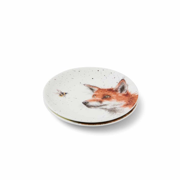 Royal Worcester Wrendale Designs Fox & Hare Coupe Side Plates