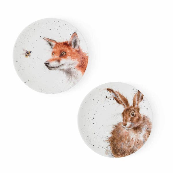 royal worcester Wrendale Designs Fox & Hare Coupe Side Plates