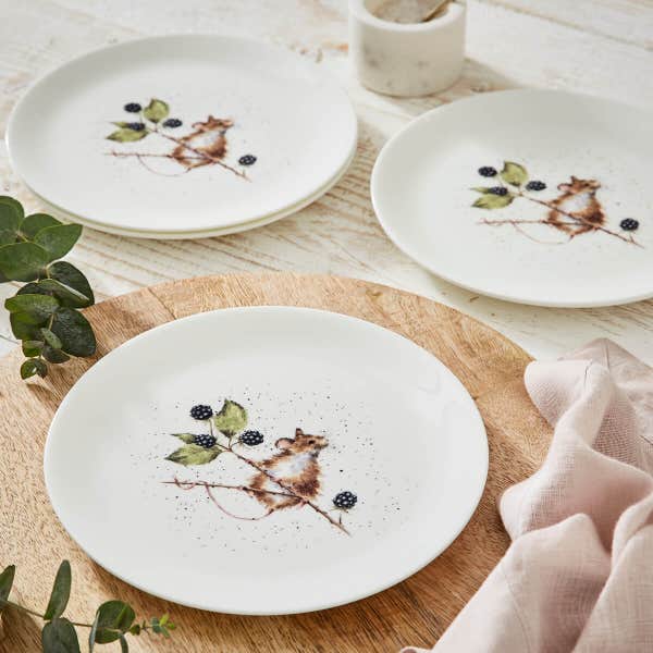 Royal Worcester Wrendale Designs Mouse Set Of 4 Coupe Plates