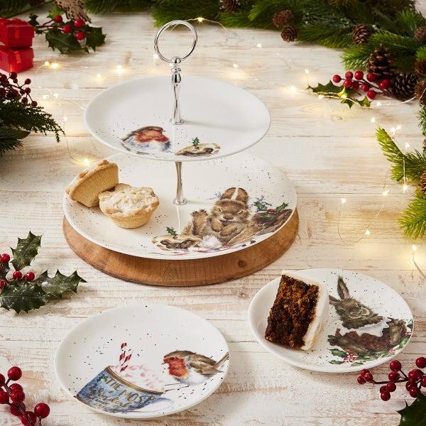 Royal Worcester Wrendale Designs Robin & Bunny Cake Stand