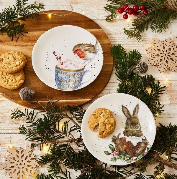 Royal Worcester Wrendale Designs Robin & Bunny Plate Set