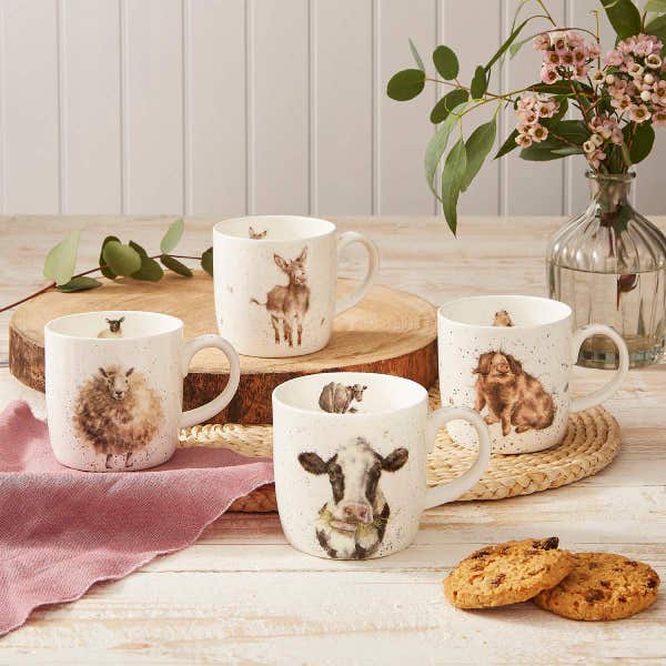 Royal Worcester Wrendale Designs Set Gift Of 4 Mugs