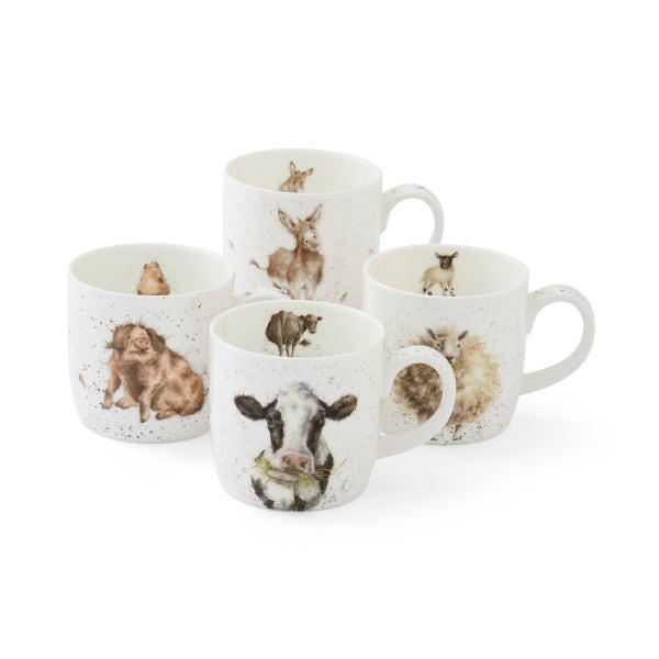 Royal Worcester Wrendale Designs Set Gift Of 4 Mugs