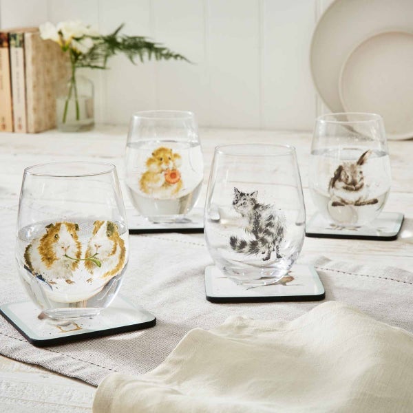 Royal Worcester Wrendale Designs Set Of 4 Animal Tumblers