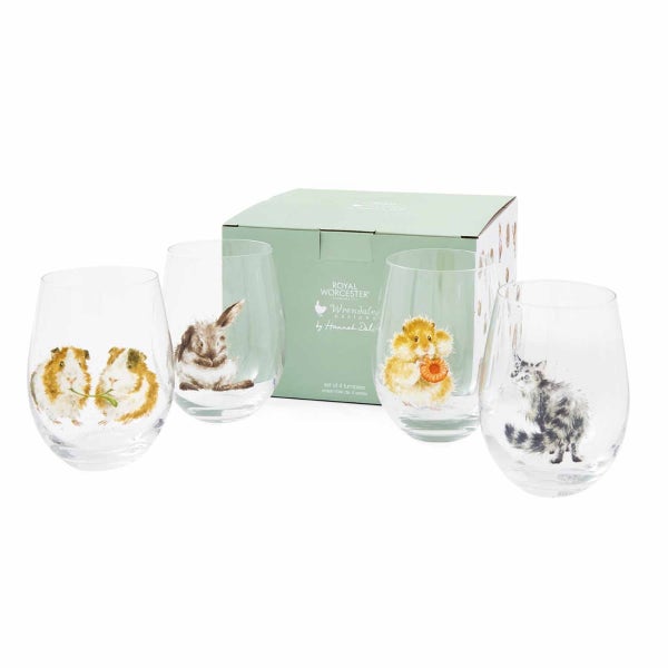 Royal Worcester Wrendale Designs Set Of 4 Animal Tumblers