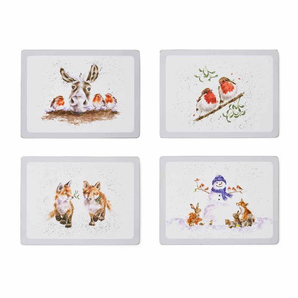 Royal Worcester Wrendale Designs Set Of 4 Christmas Placemats