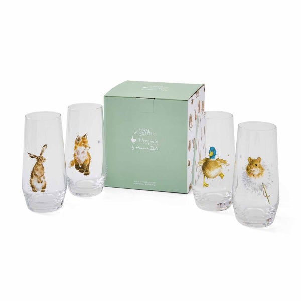 Royal Worcester Wrendale Designs Set Of 4 Highball Glasses