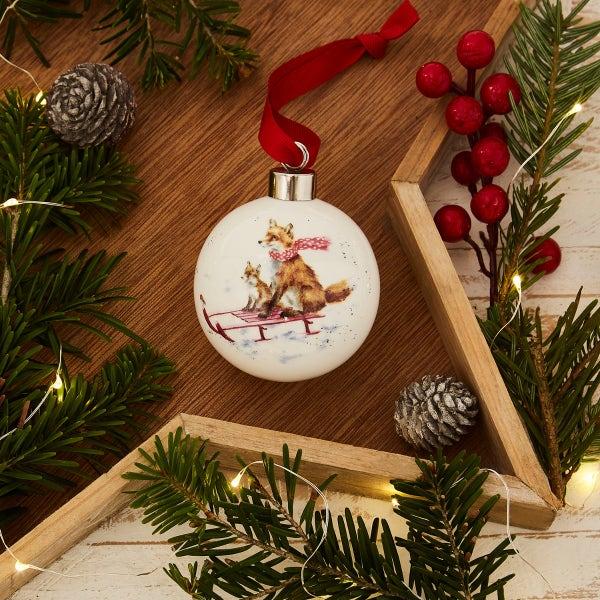 Royal Worcester Wrendale Designs The Sleigh Ride Bauble