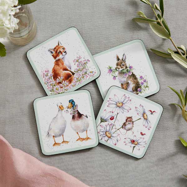 Royal Worcester Wrendale Designs Wildflowers 4 Coasters