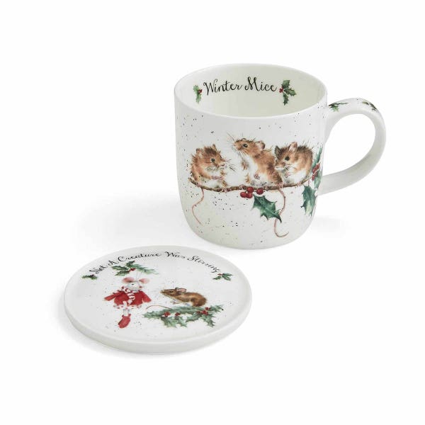 royal worcester Wrendale Designs Winter Mice Mug & Coaster