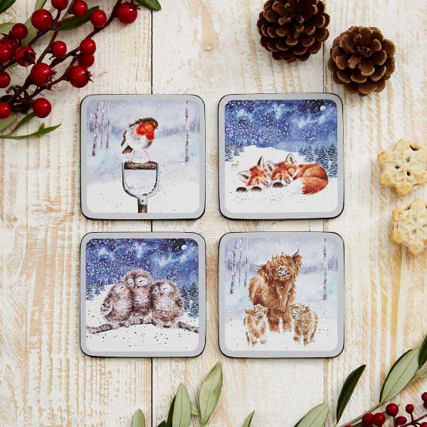Royal Worcester Wrendale Designs Winter Sky 4 Coasters