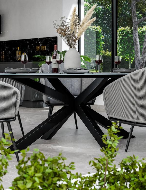 Royalcraft Aspen 6 Seater Ellipse Ceramic Glass Dining Set With Aspen Rope Chairs