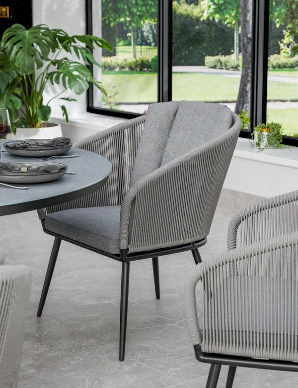 Royalcraft Aspen 6 Seater Round Ceramic Glass Dining Set With Aspen Rope Chairs