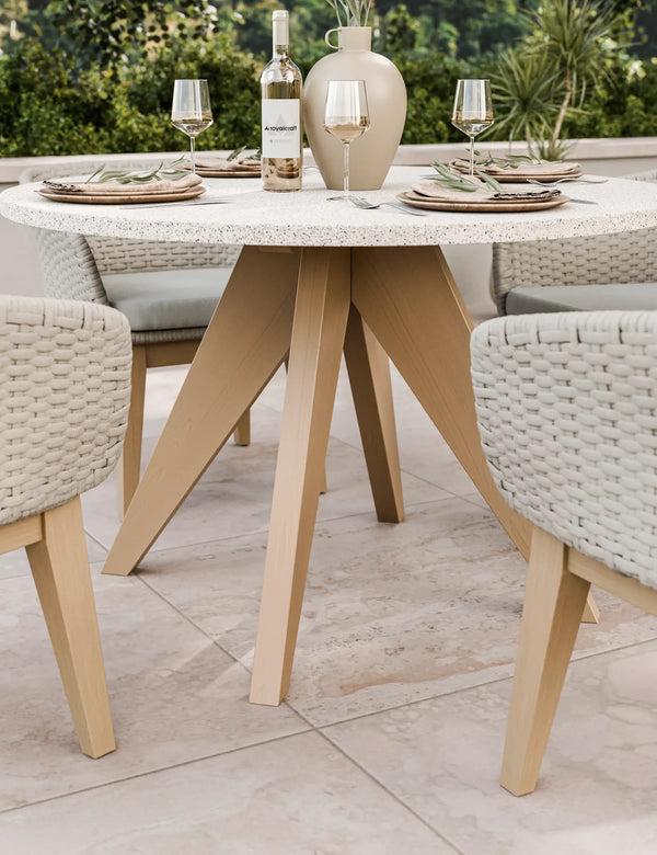 Royalcraft Astral 4 Seater Round Terrazzo Concrete Dining Set With Eden Dusk Dini