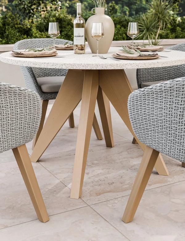 Royalcraft Astral 4 Seater Round Terrazzo Concrete Dining Set With Sol Dining Cha